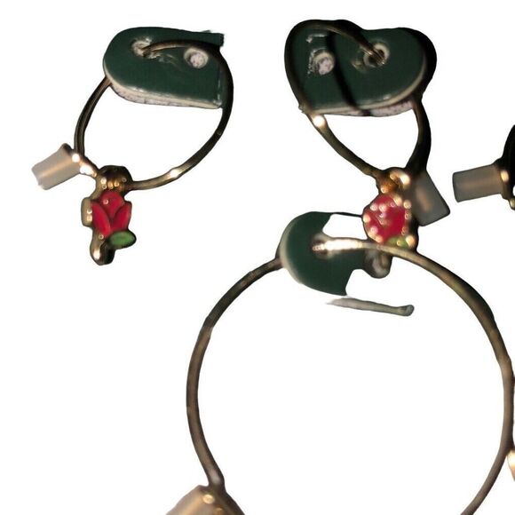 Wild Fable Earring Trio Set Gold Tone Hoops, Dangle Pearl, Roses Nickel Free New - Picture 5 of 7